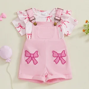 Adorable Toddler Girl Floral Print Sleeveless Romper and Ruffle Skirt Set