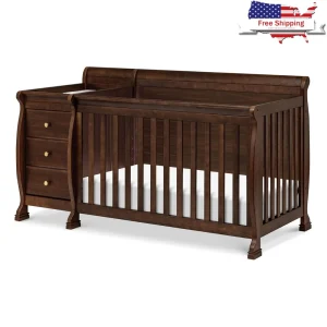 4-in-1 Convertible Baby Crib Changing Table Combo
